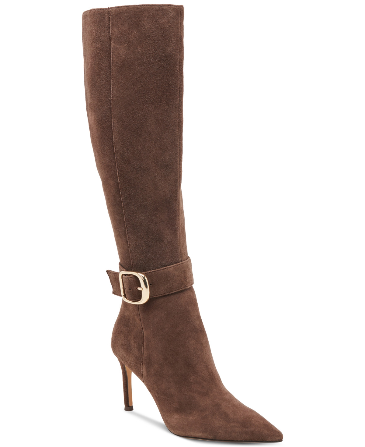 Dolce Vita Women's Kinzy Buckled Tall Dress Boots - Dark Brown Suede | Macy's