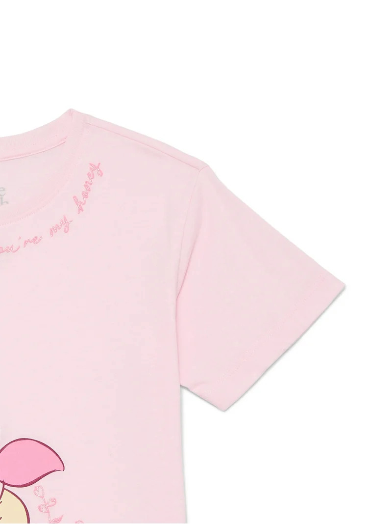 Winnie The Pooh & Piglet Girls Valentine's Day Graphic Tee, Sizes 4-16 | Walmart (US)