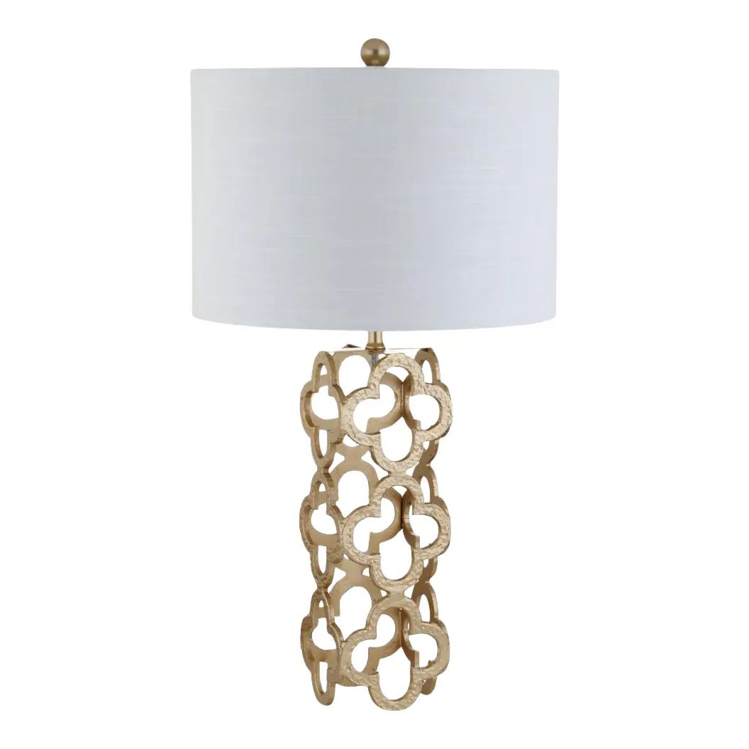Metal Quatrefoil LED Table Lamp, Gold | Chairish