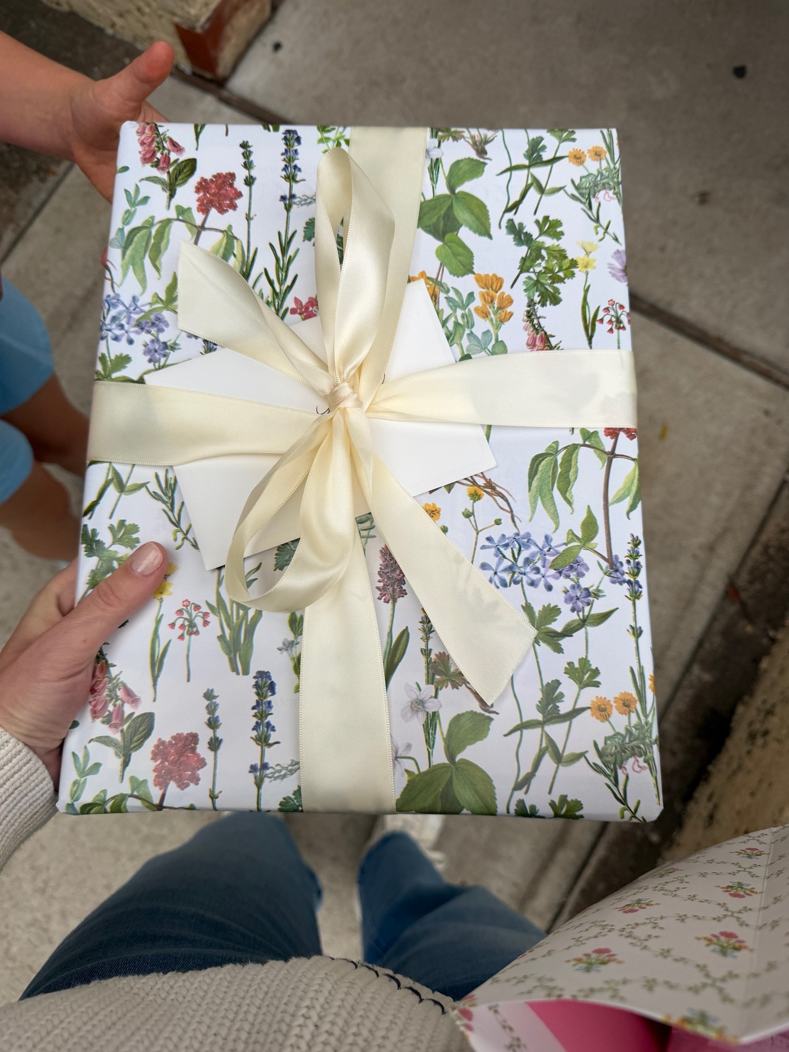 Love this Amazon wrapping paper. Paired with satin cream ribbons
