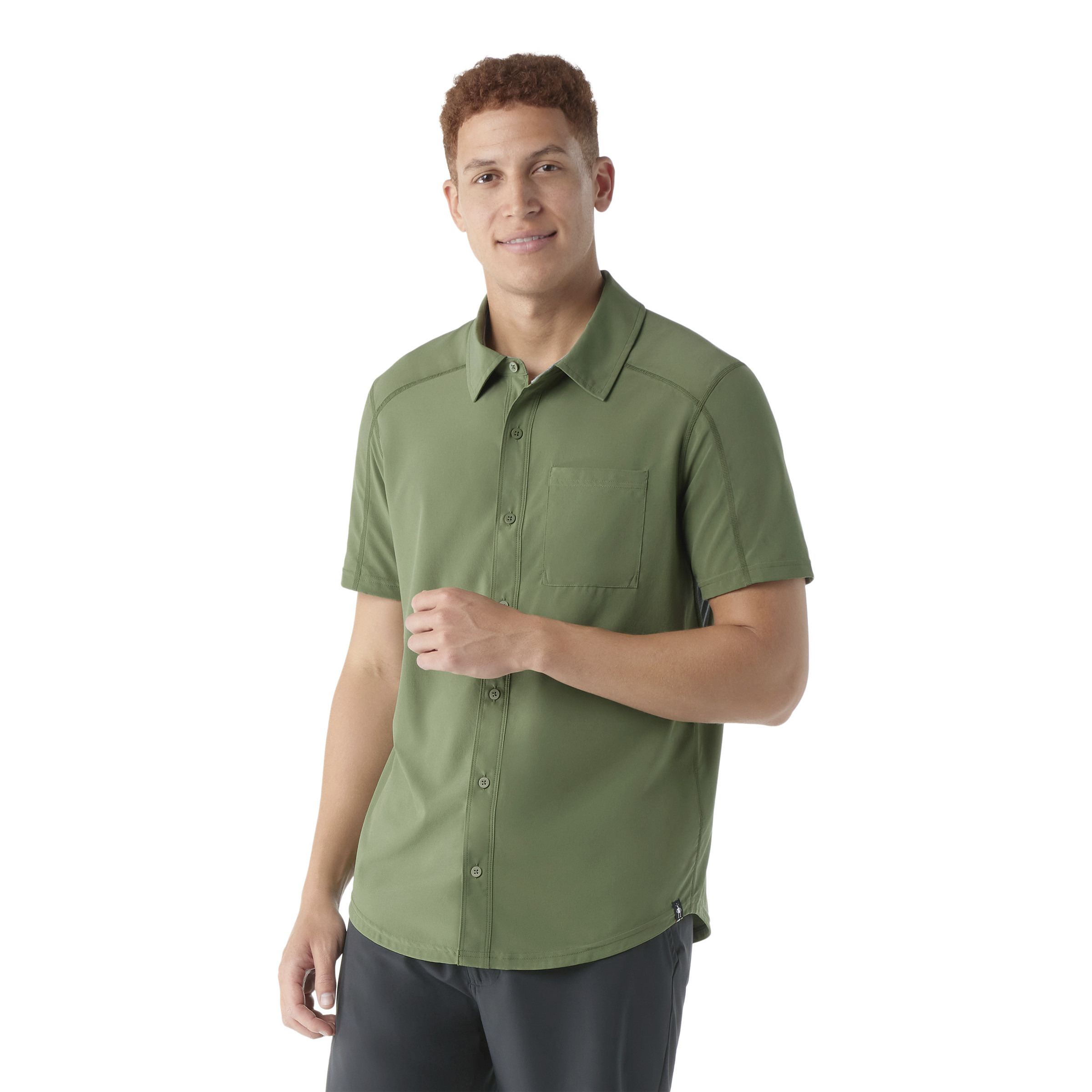 Smartwool Men's Printed Short Sleeve Button Down T-Shirt in Fern Green | Size: Small | Smartwool US