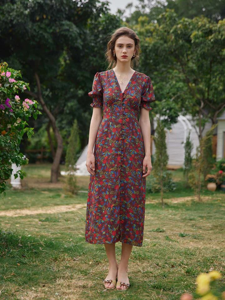 Kora Floral Printed Maxi Dress | SimpleRetro