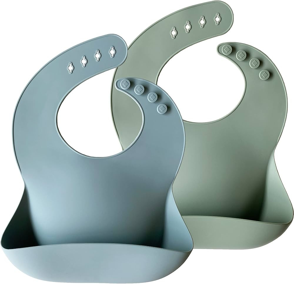 Moonkie Silicone Baby Bibs Set Of 2, BPA Free Soft Adjustable Fit Waterproof Feeding Bibs for Bab... | Amazon (US)