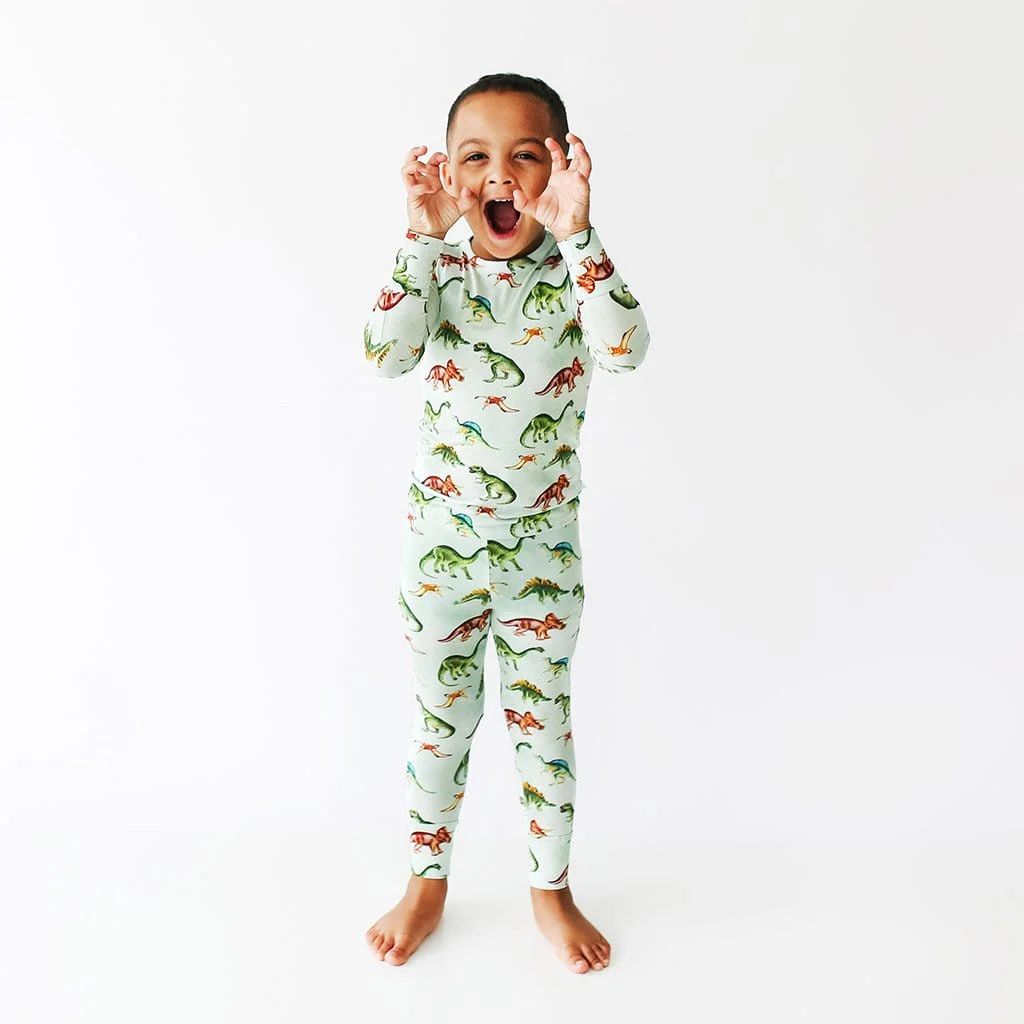 Dinosaur Green Toddler Boy Pajamas | Buddy | Posh Peanut