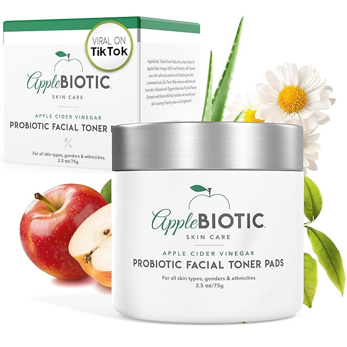Applebiotic Toner Pads for Face - Exfoliating Face Wipes, for All Skin Types - Apple Cider Vinega... | Amazon (US)