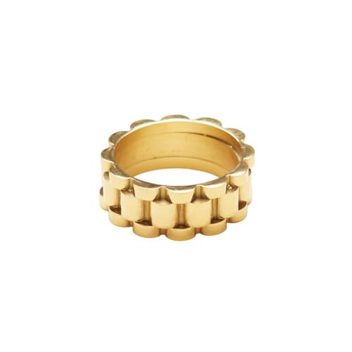 Shapes Studio 18K Gold Plated Belt Chain Ring, Gold Rings for Women, Stacking Rings, Gold Band Mi... | Amazon (US)