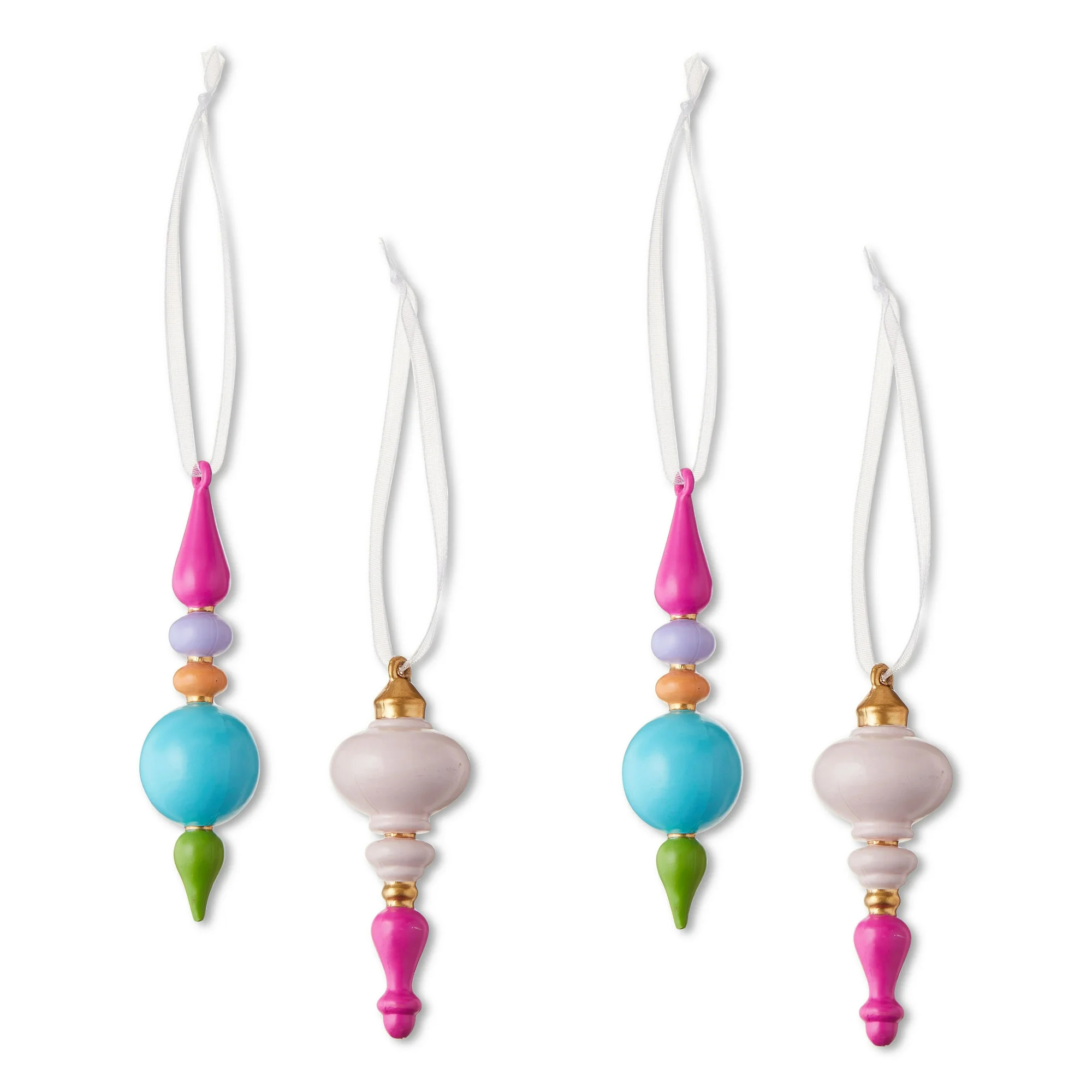 Multicolor Mini Finial Christmas Ornaments, 4 Count, by Holiday Time | Walmart (US)