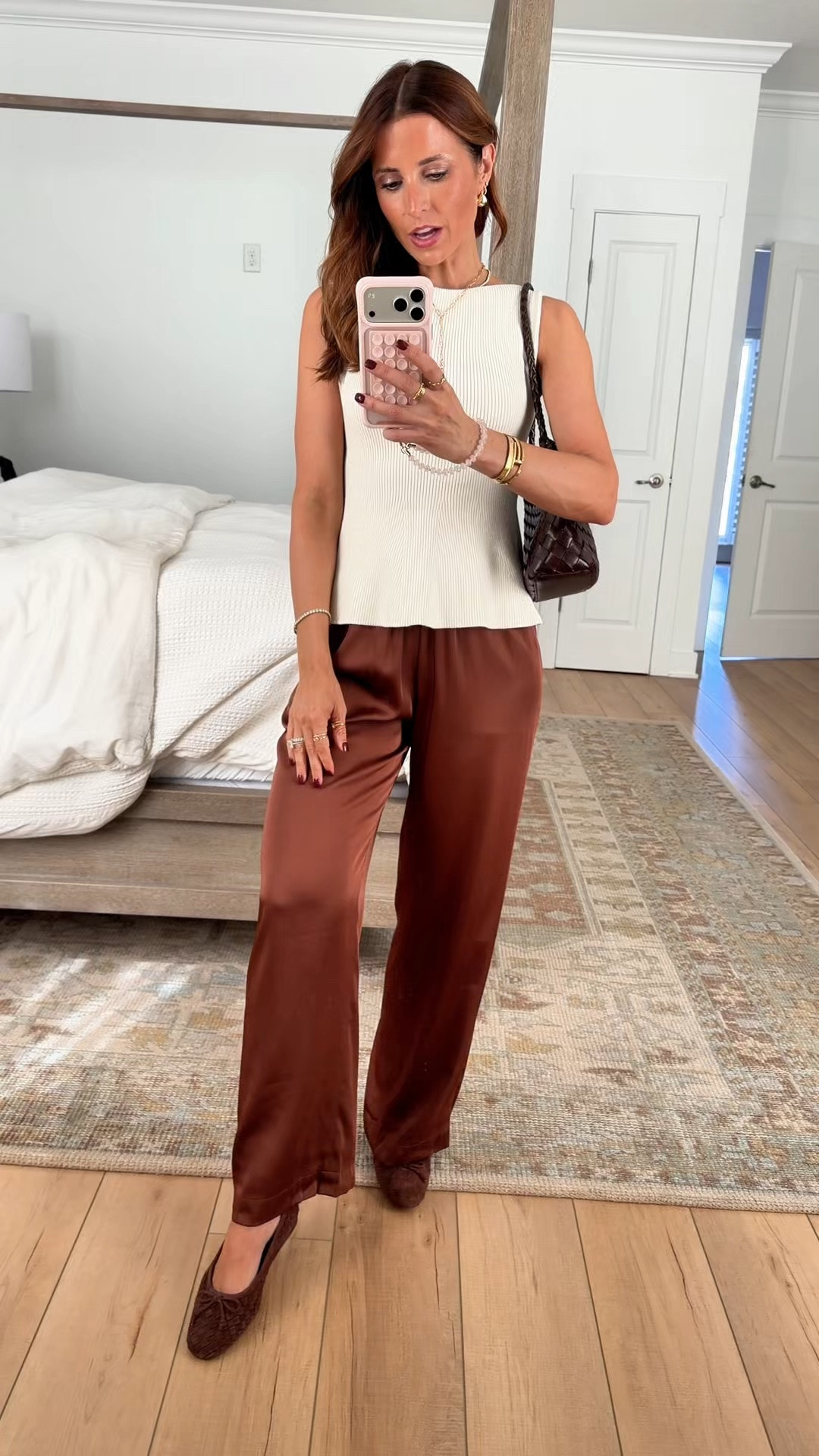 Here are 12 things we are talking about in the group chat! Fall outfits. Fall style. I love these new satin pull-on pants in XXS short, color mahogany. Sweater tank in XXS. Braided suede ballet flats are TTS. Braided purse. 
#LTKootd #LTKPetite #LTKSeasonal

#LTKootd #LTKgrwm #LTKPetite
