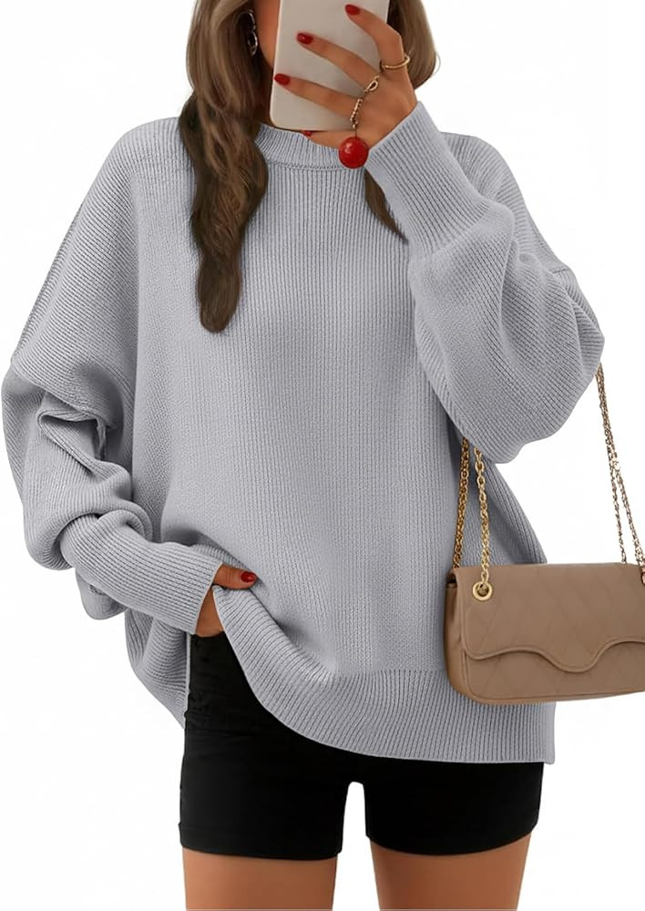 EFAN Women's Oversized Sweaters 2025 Fall Crewneck Batwing Sleeve Pullover Sweaters | Amazon (US)
