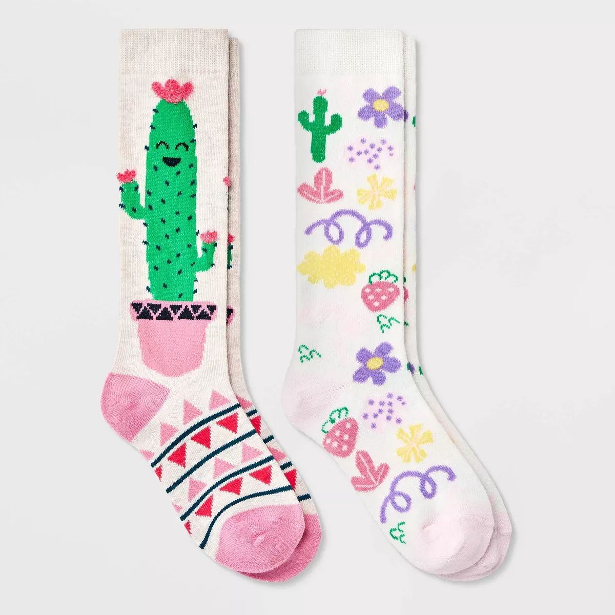 Girls' 2pk 'Cactus' Knee High Socks - Cat & Jack™ Pink | Target
