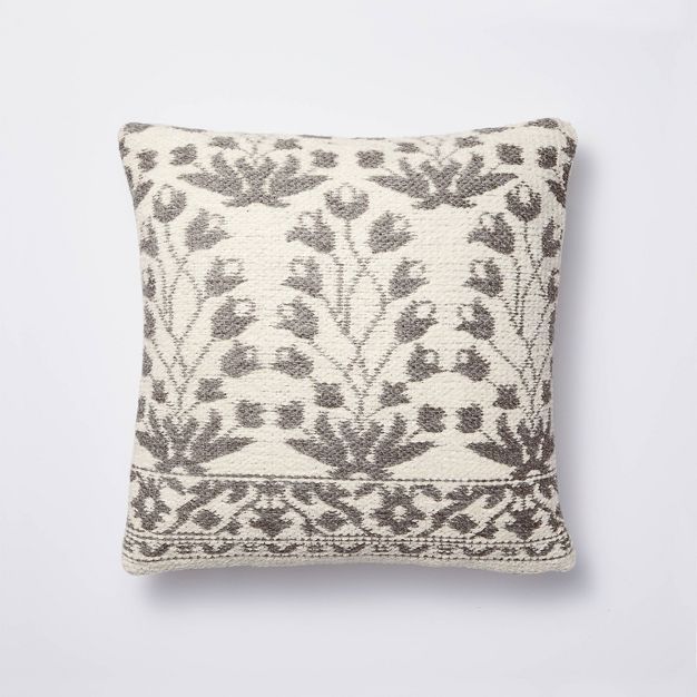 Woven Jacquard Floral Pillow Blue/Cream - Threshold™ designed with Studio McGee | Target