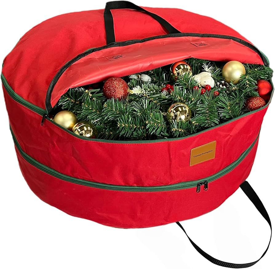 30x12 inchs Wreath Storage Container,Red Double storage bag,Heavy Duty 600D Oxford Cloth,Garland ... | Amazon (US)