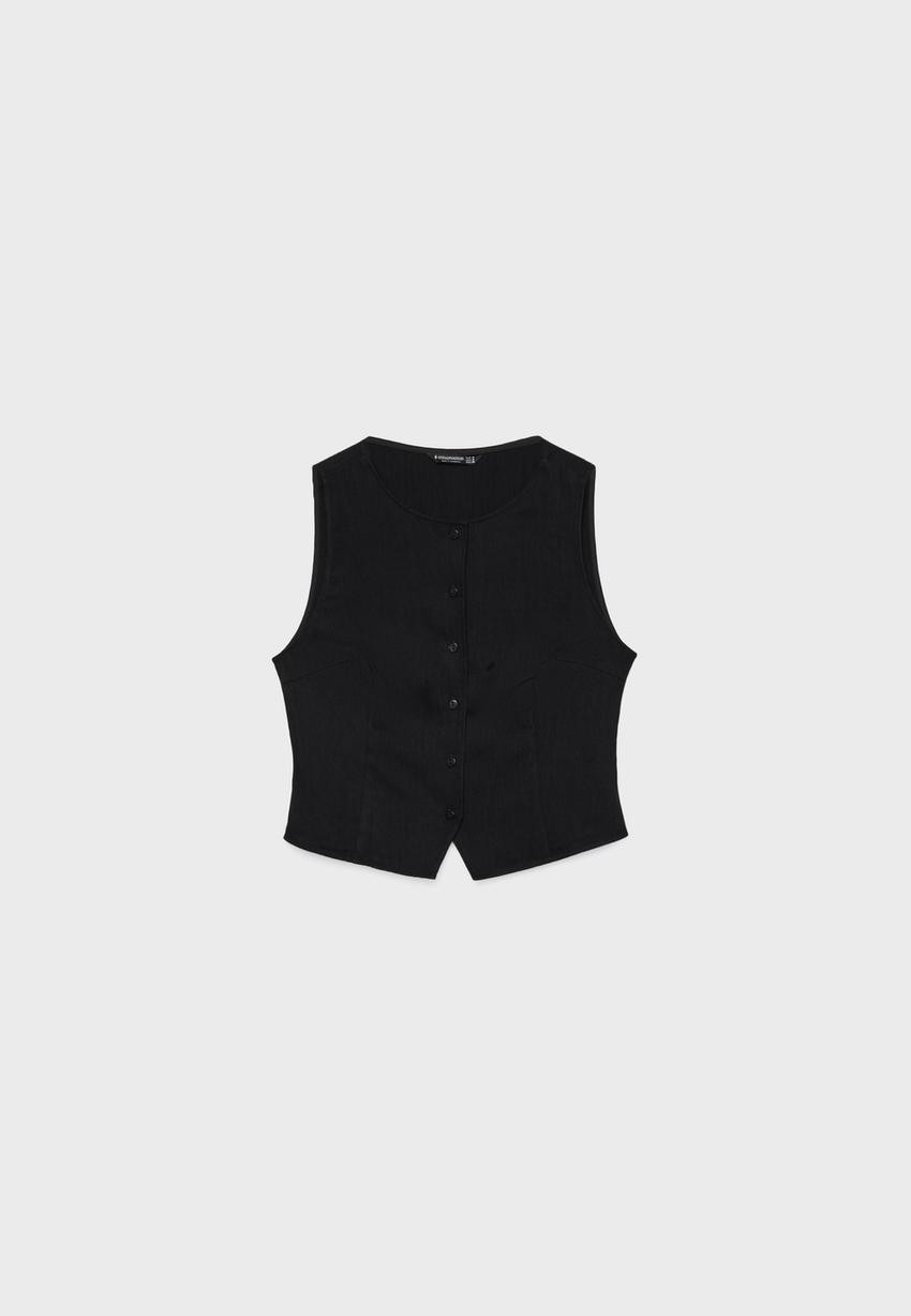 Textured top with buttons | Stradivarius (UK)