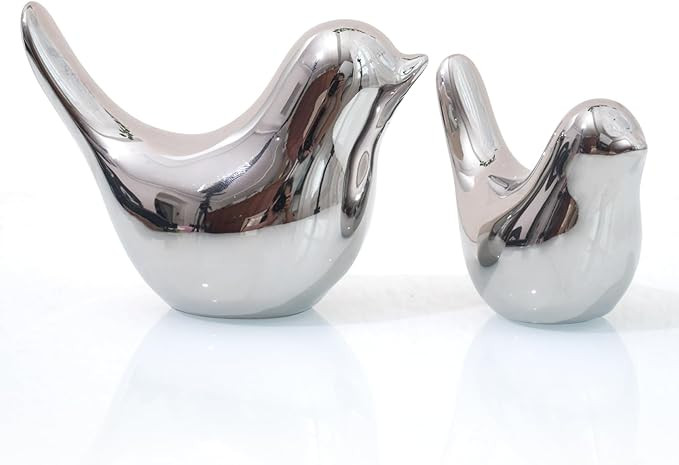 Notakia Silver Birds Statues Home Decor Modern Style Decorative Ornaments for Silver Table Decor ... | Amazon (US)