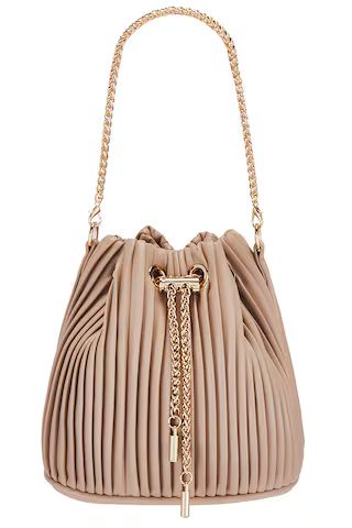 olga berg Remi Pleated Drawstring Bag in Natural from Revolve.com | Revolve Clothing (Global)