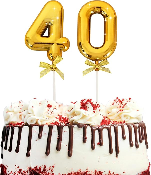 BEISHIDA 3D Number Cake Topper Gold 40 Numbers Happy 40th Birthday Cake Toppers for 40th Wedding ... | Amazon (US)