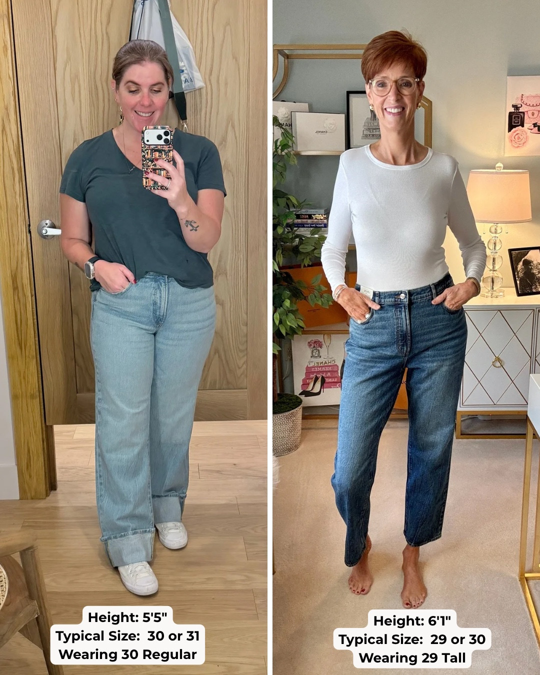 Denim Fit Check: Petite vs Tall! 

Both of these are straight leg jeans from loft on 5’5” cs 6’1”! Both of these jeans are on sale right you! You get 40% off, plus an additional 25% off! 

#LTKPetite #LTKSaleAlert #LTKTall