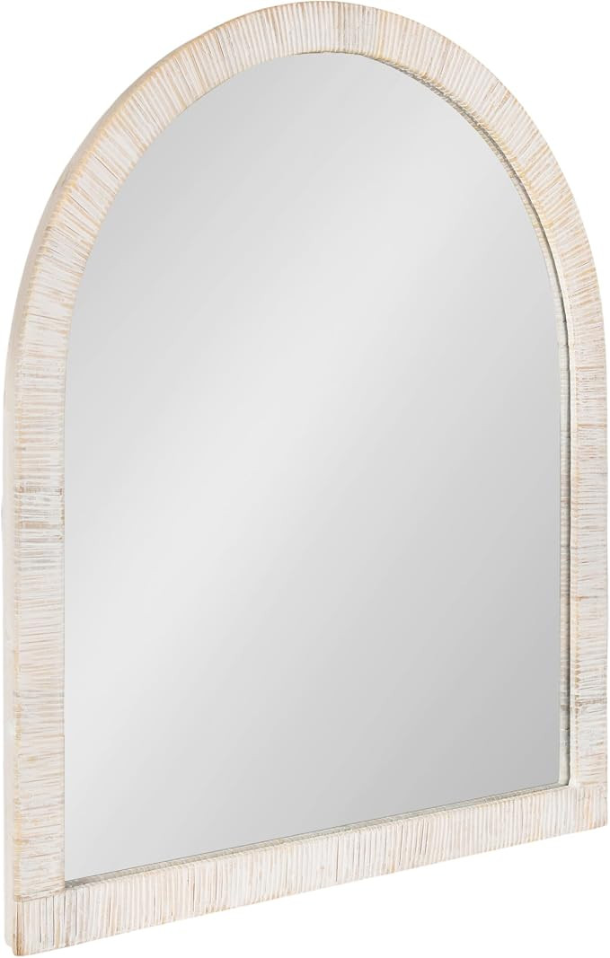Kate and Laurel Rahfy Boho Arch Rattan Wall Mirror, 28 x 32, White, Decorative Wooden Mirror with... | Amazon (US)