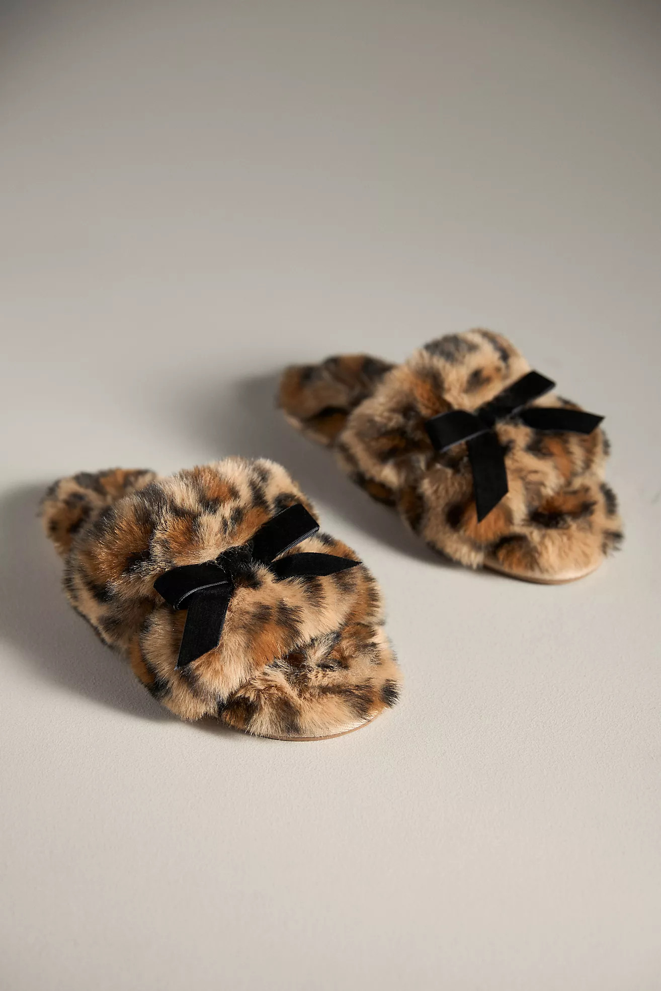Maeve Faux-Fur Open-Toe Bow Slippers | Anthropologie (US)