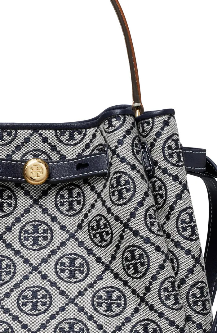 Romy T Monogram Jacquard & Leather Bucket Bag | Nordstrom