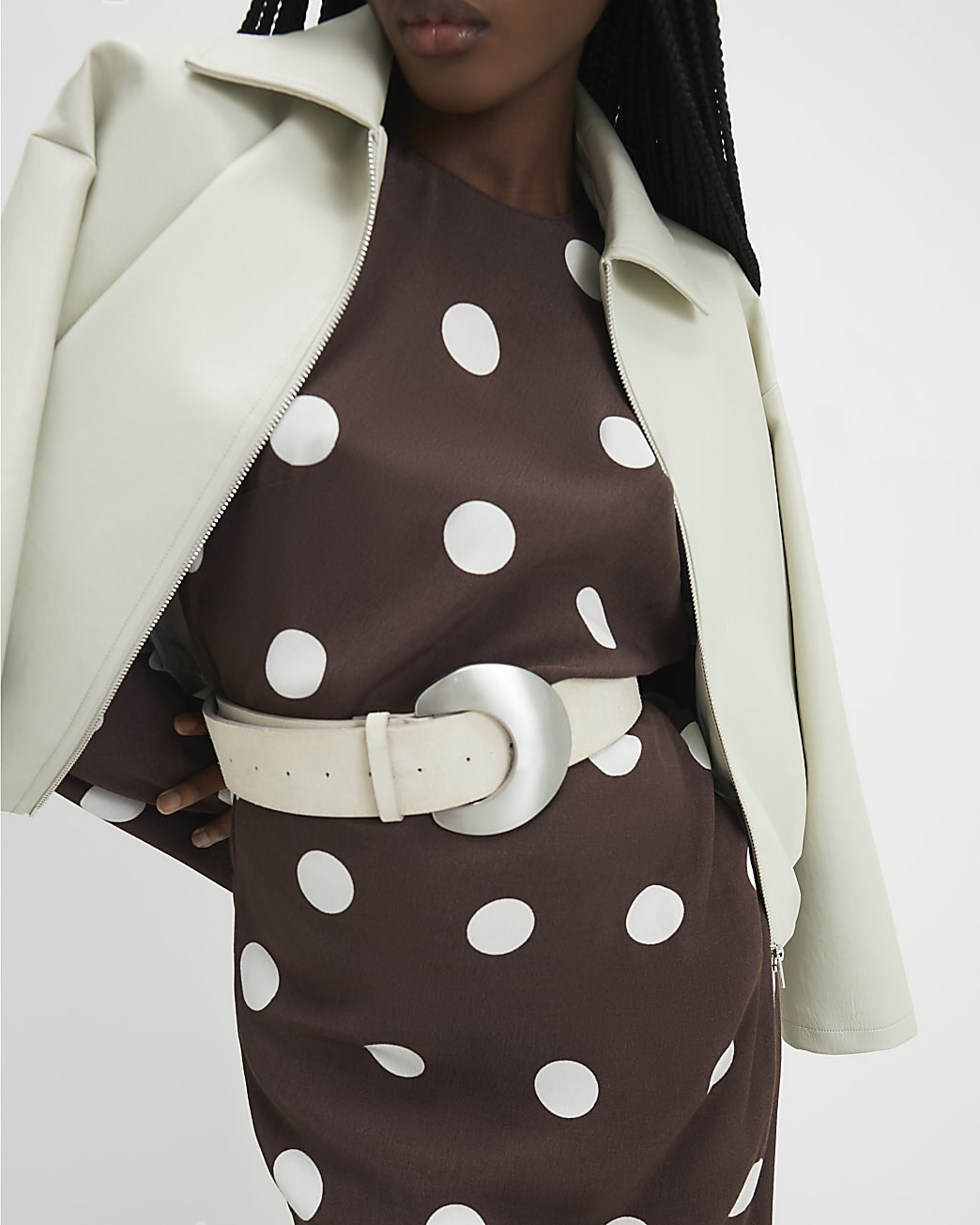 Beige Moon Buckle Waist Belt | River Island UK & IE