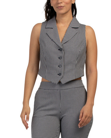 Gingham Print Fitted Vest | TJ Maxx