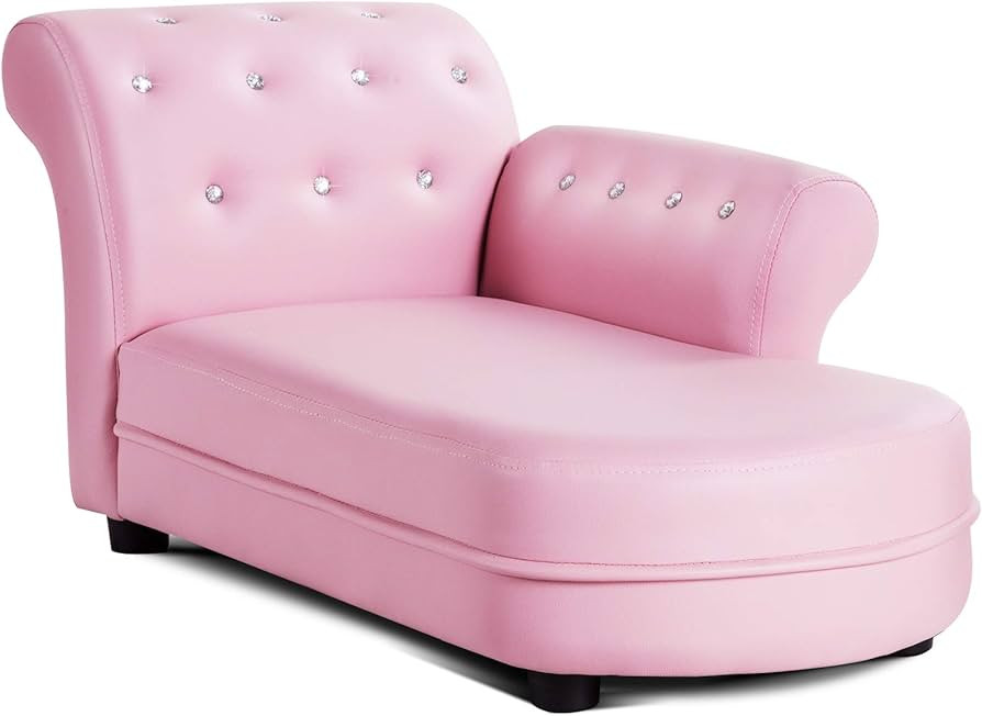 GLACER Kids Sofa, Pink Toddler Couch Princess Sofa with PVC Leather and Embedded Crystal, Upholst... | Amazon (US)