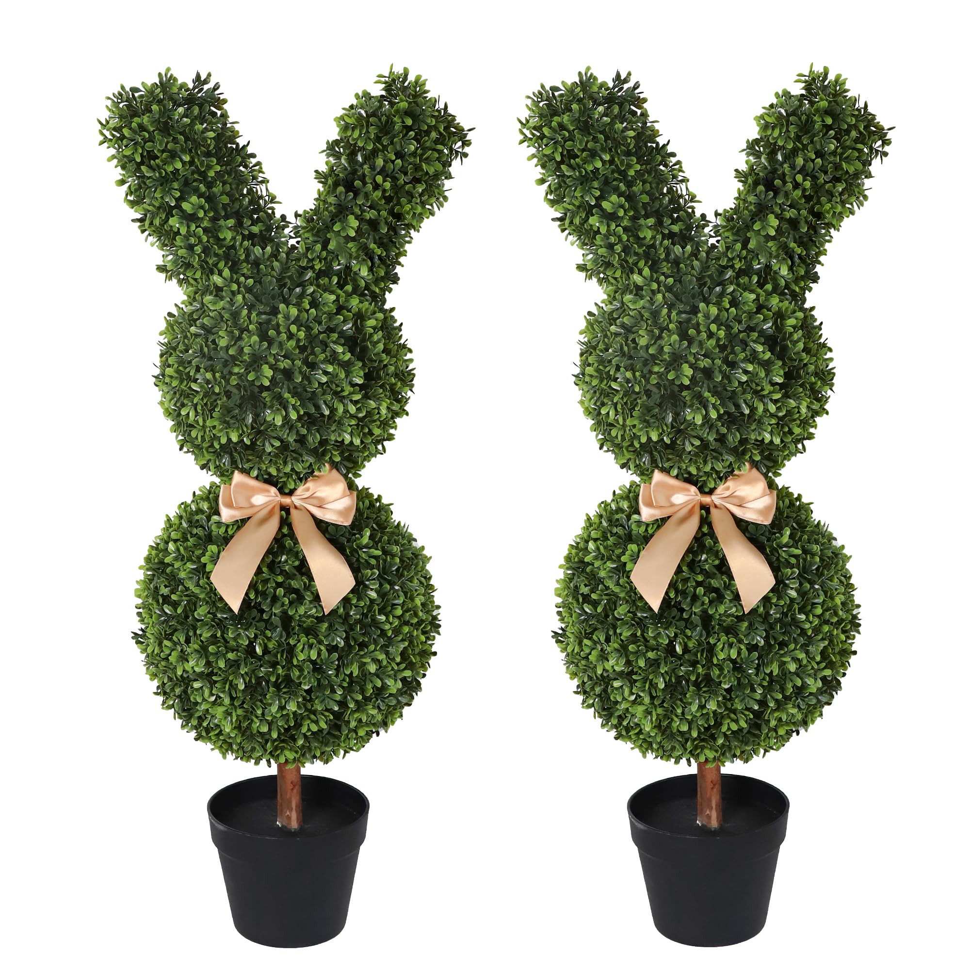 Artificial Bunny-Shaped Topiary Tree 35'' UV-Resistant Faux Boxwood Topiary Plant for Porch Decor... | Amazon (US)