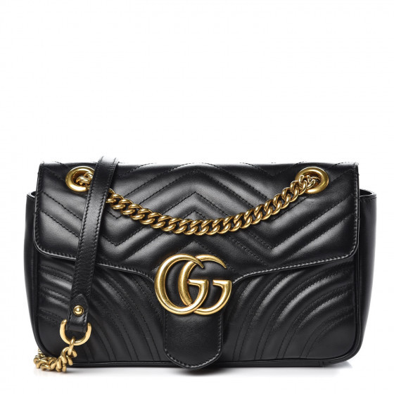 GUCCI Calfskin Matelasse Small GG Marmont Black | Fashionphile