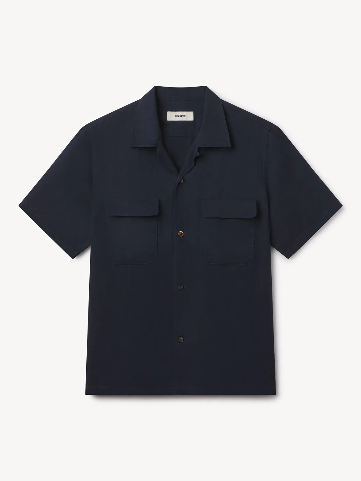 Dark Navy Draped Linen S/S Camp Shirt - Buck Mason- Modern American Classics | Buck Mason