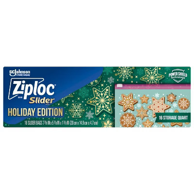 Ziploc Holiday Slider Storage Quart Bags - 16ct | Target