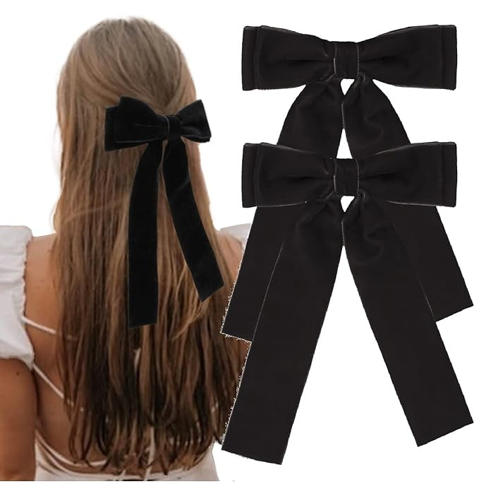 Tobeffect Hair Clip - Hair Bows for Women Girls Velvet Hair Ribbon Black Bow Hair Clips Vintage H... | Amazon (US)