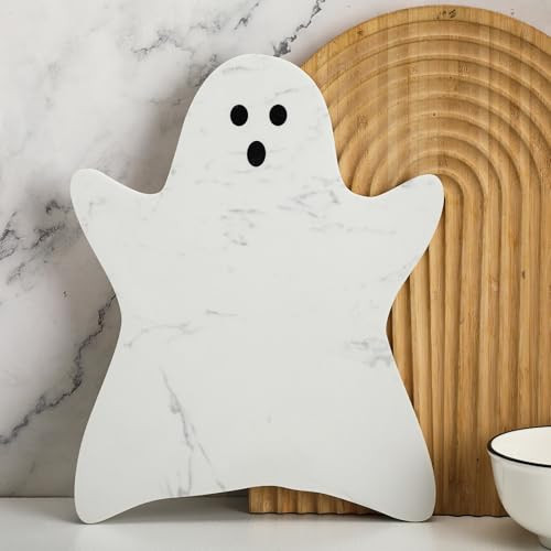 Reallnaive Halloween Ghost Marble Cheese Board, 11.8 x 9.8 Inch White Marble Charcuterie Board De... | Amazon (US)
