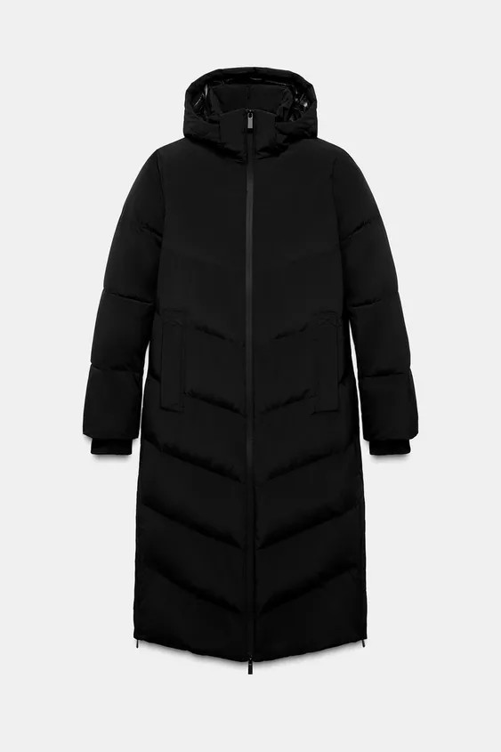 LONG WATER REPELLENT WINDPROOF HOODED DOWN COAT | Zara Canada