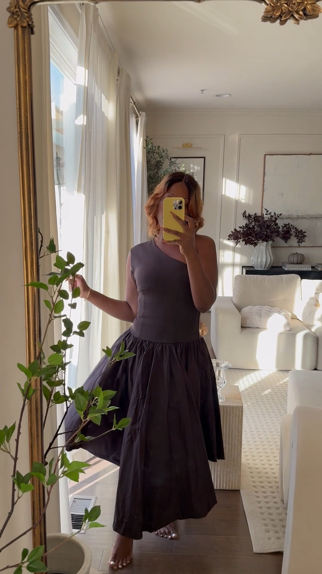Brown A-line drop waist dress for fall . This will be great to style with sandals now and with boots later when the temperature drops

#LTKSeasonal #LTKMidsize