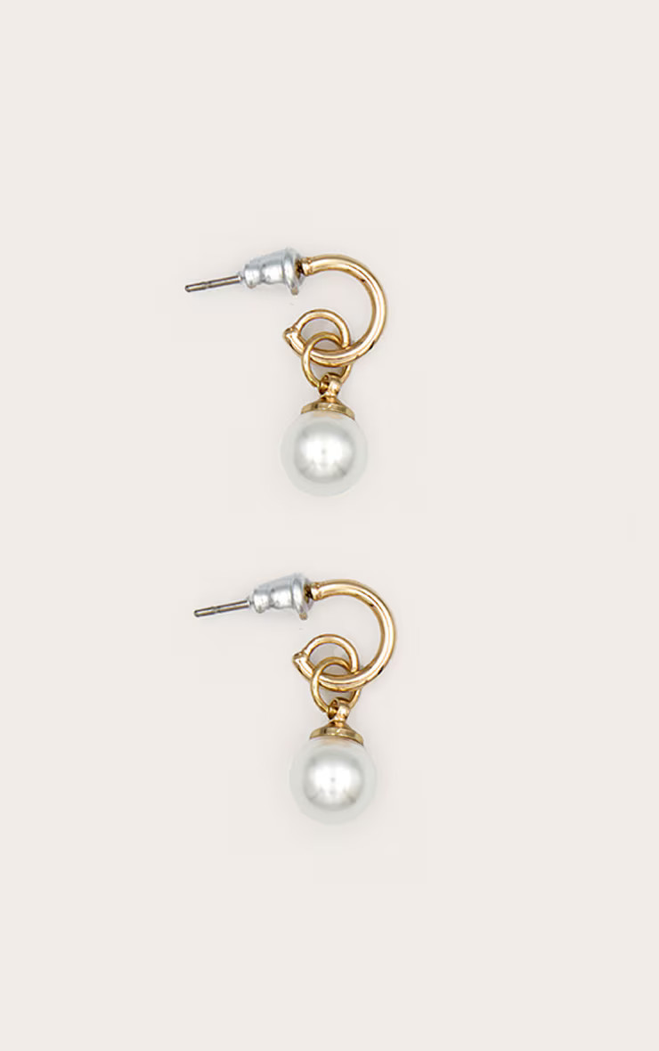Dainty Mini Pearl Hoop Earrings | Accessories | PrettyLittleThing US