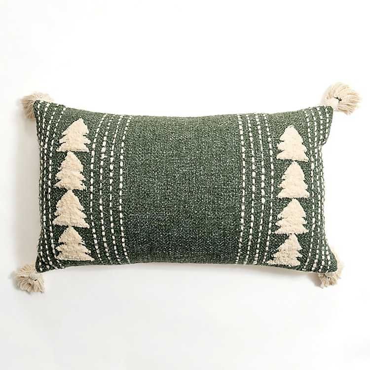 New! Green and White Tree Lumbar Pillow | Kirkland's Home