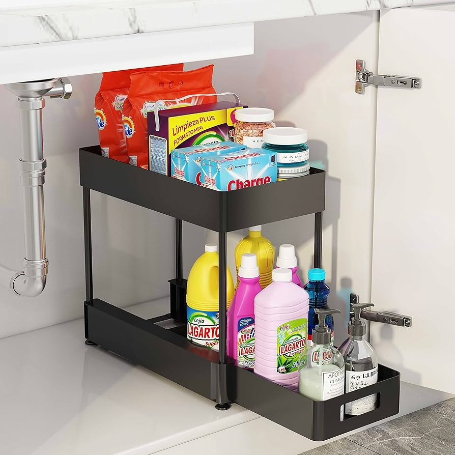 Simple Fanatics Under Sink Organizers and Storage, 2 Tier Multi-Purpose Easy to Slide Cabinet Dra... | Amazon (US)