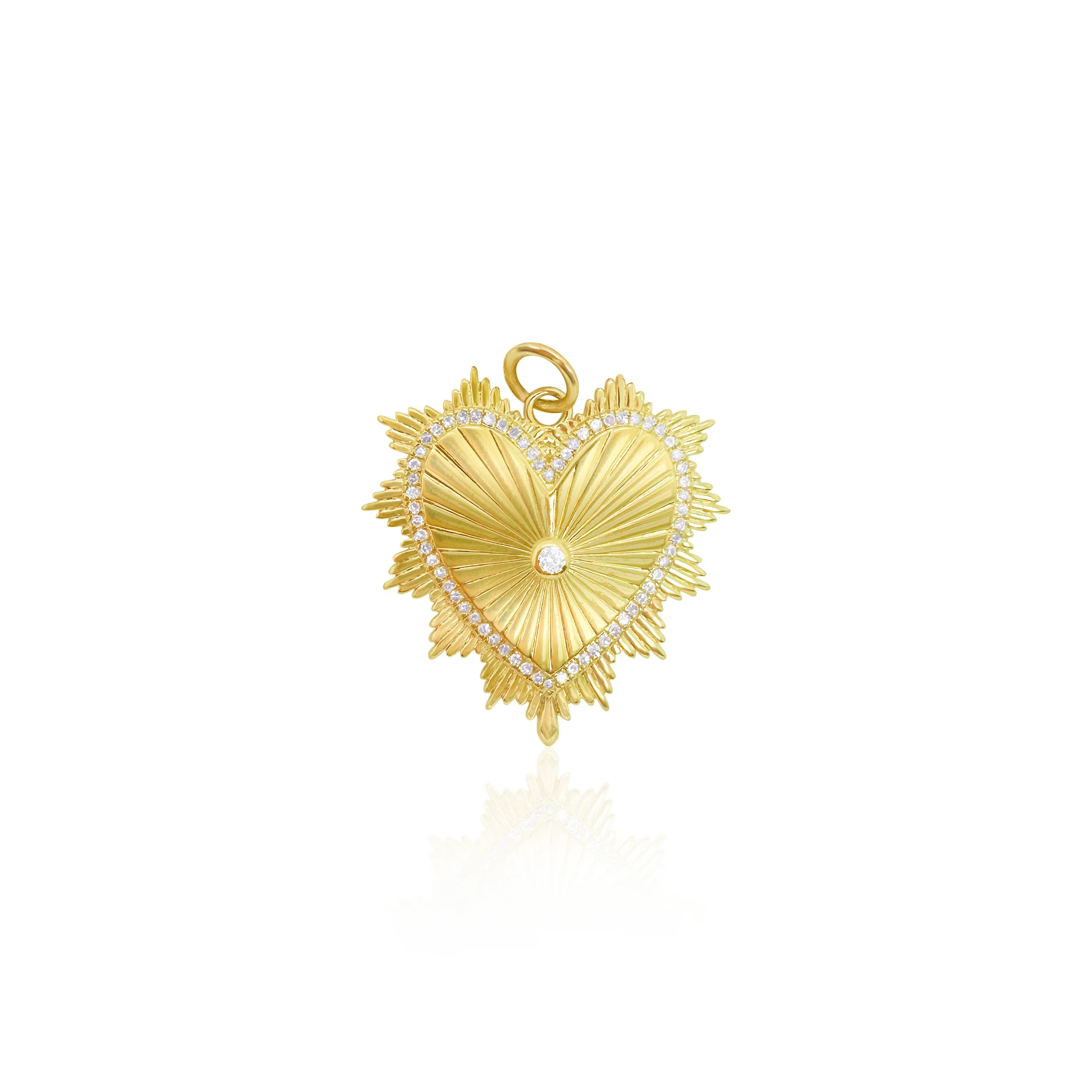 Yellow Gold Diamond Heart Charm | Meira T