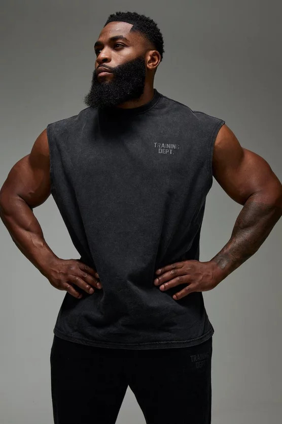 Man Active Training Dept. Oversized Washed Tank | boohooMAN (DE, IE & UK)