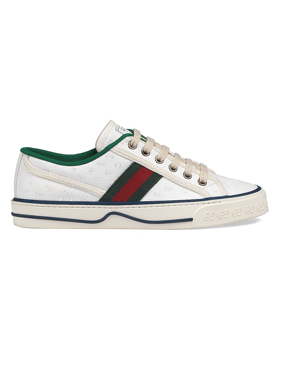 Gucci Women's GG Stripe Tennis Sneakers - Bianco - Size 38.5 (8.5) | Saks Fifth Avenue