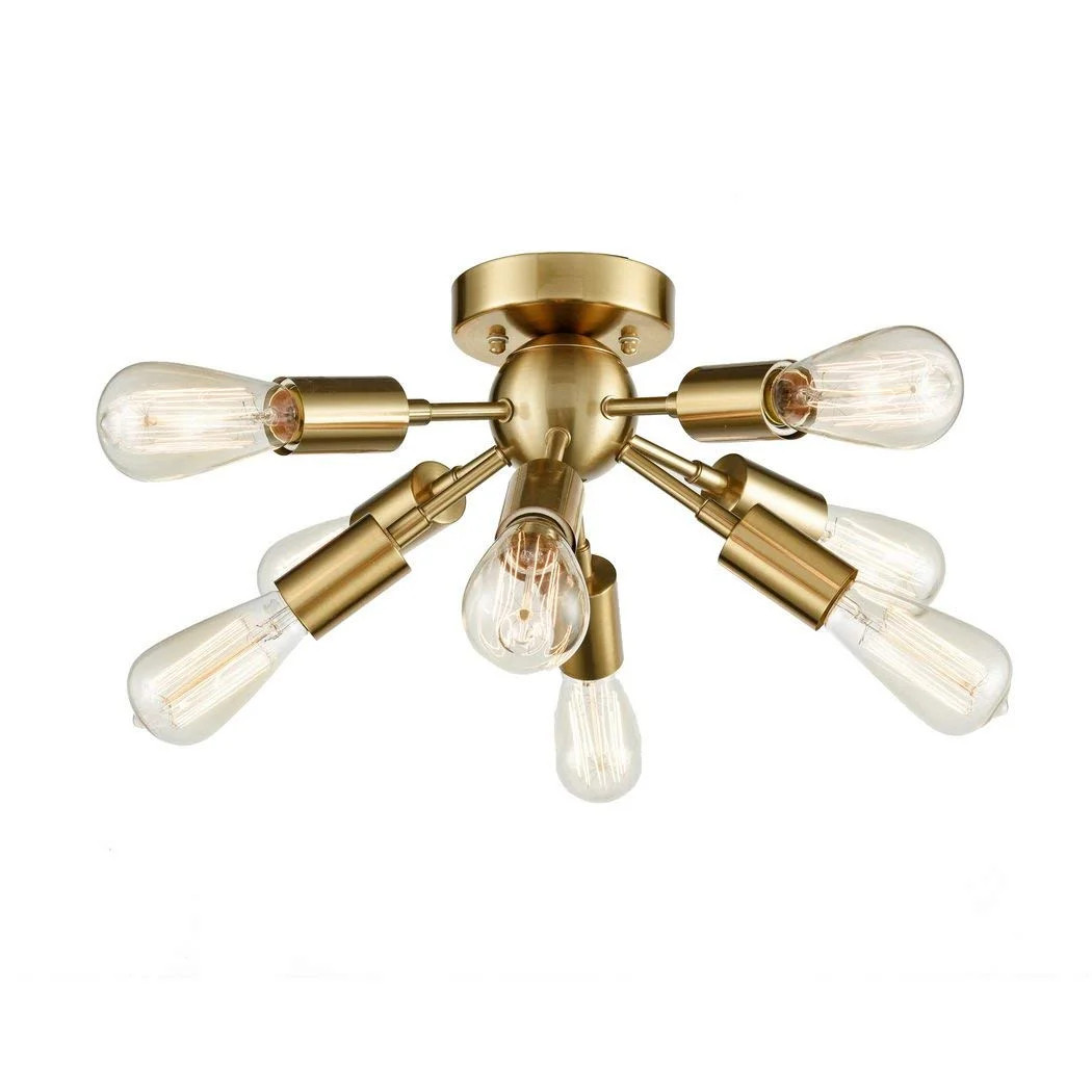 CLAXY Antique Brass Sputnik Chandelier with 8 Socket Flush Mount Ceiling Light | Walmart (US)