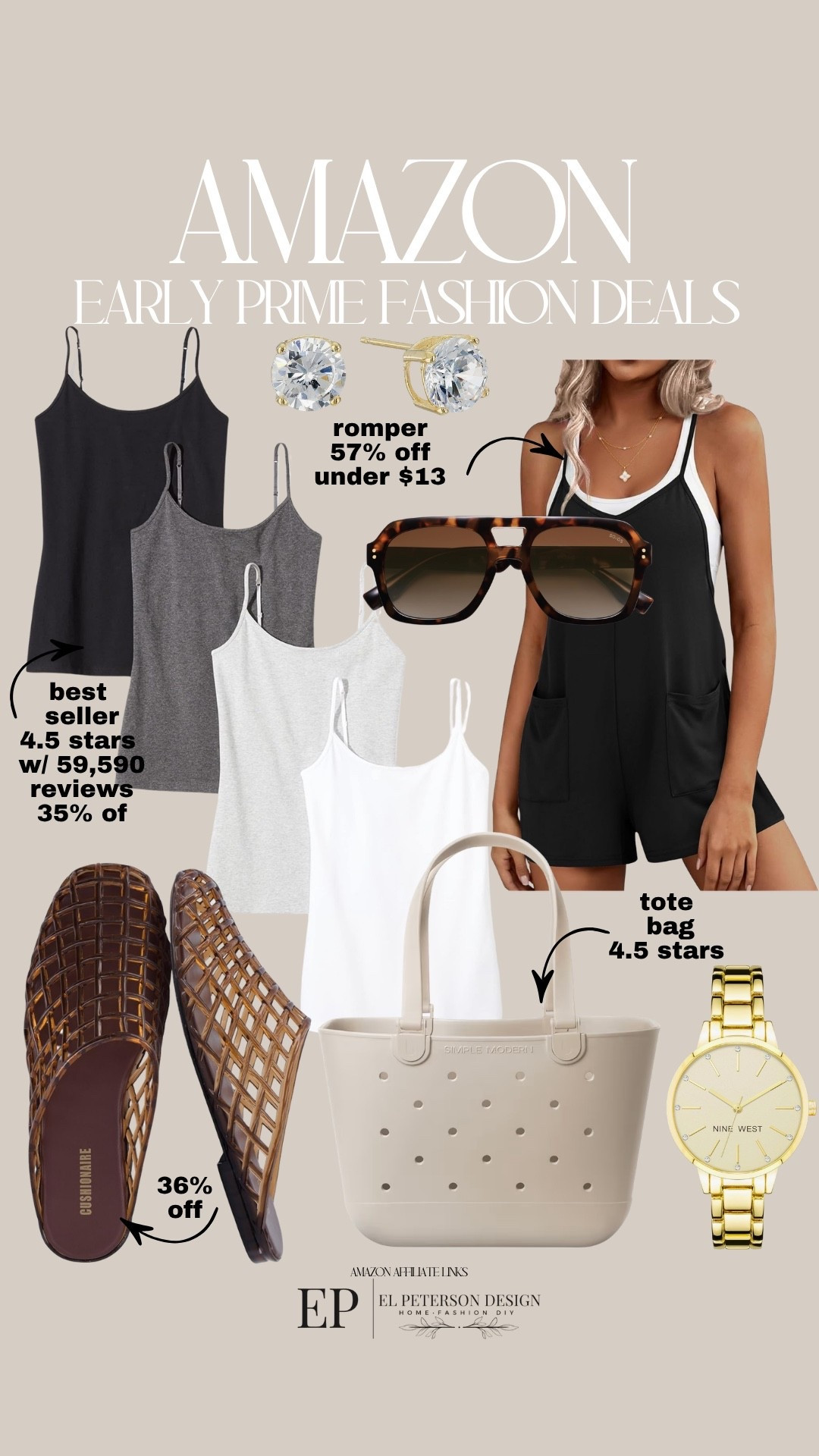 Amazon Early Prime Deals
Romper
Tank tops
Tote bag
Watch
Earrings
Jelly shoes

#LTKSaleAlert