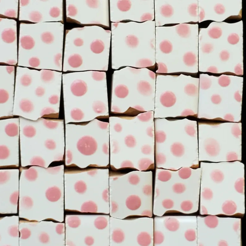 Pink and White Polka Dot Ceramic Mosaic Tile Mix, Small Tiles, Happy Mosaic Pieces for Art, Craft... | Etsy (US)