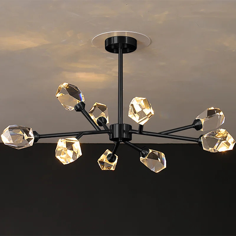 9 - Light Crystal Dimmable LED Sputnik Modern Linear Chandelier | Wayfair North America