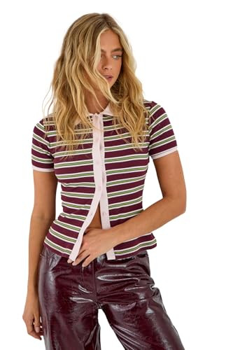 Amazon.com: Nasty Gal Stripe Button Down Short Sleeve Top: Clothing, Shoes & Jewelry | Amazon (US)