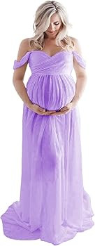 Maternity Lace Dress for Photoshoot Off Shoulder Gown Pregnancy Dresses for Photography | Amazon (US)
