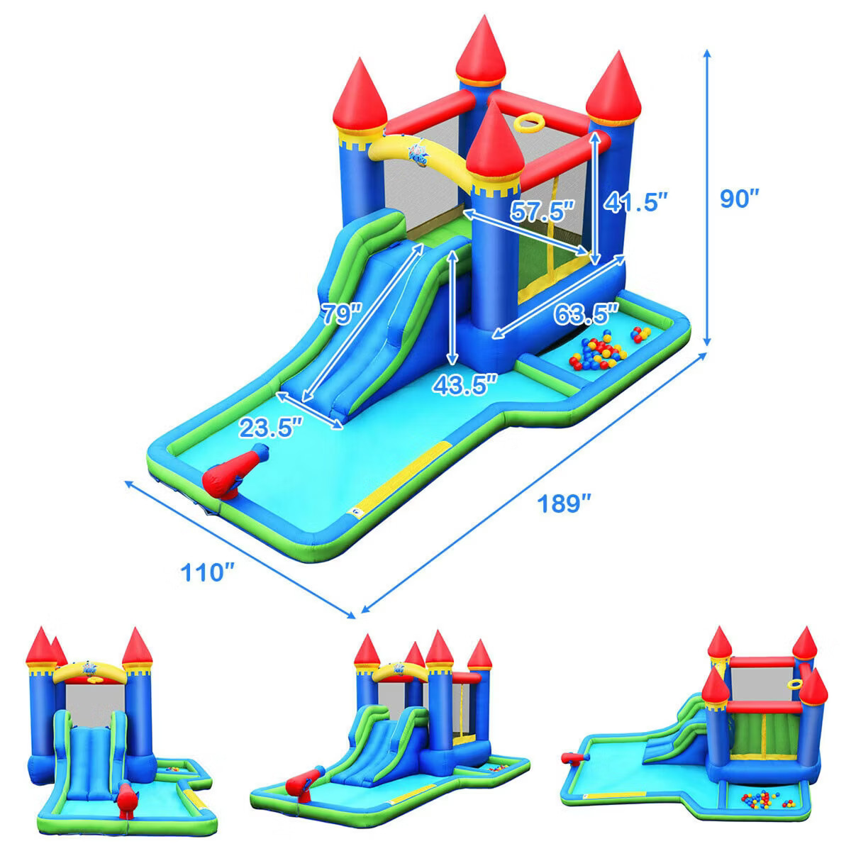Costway Inflatable Bouncer Climbing Slide Bounce House Water Park BallPit Without Blower | Target