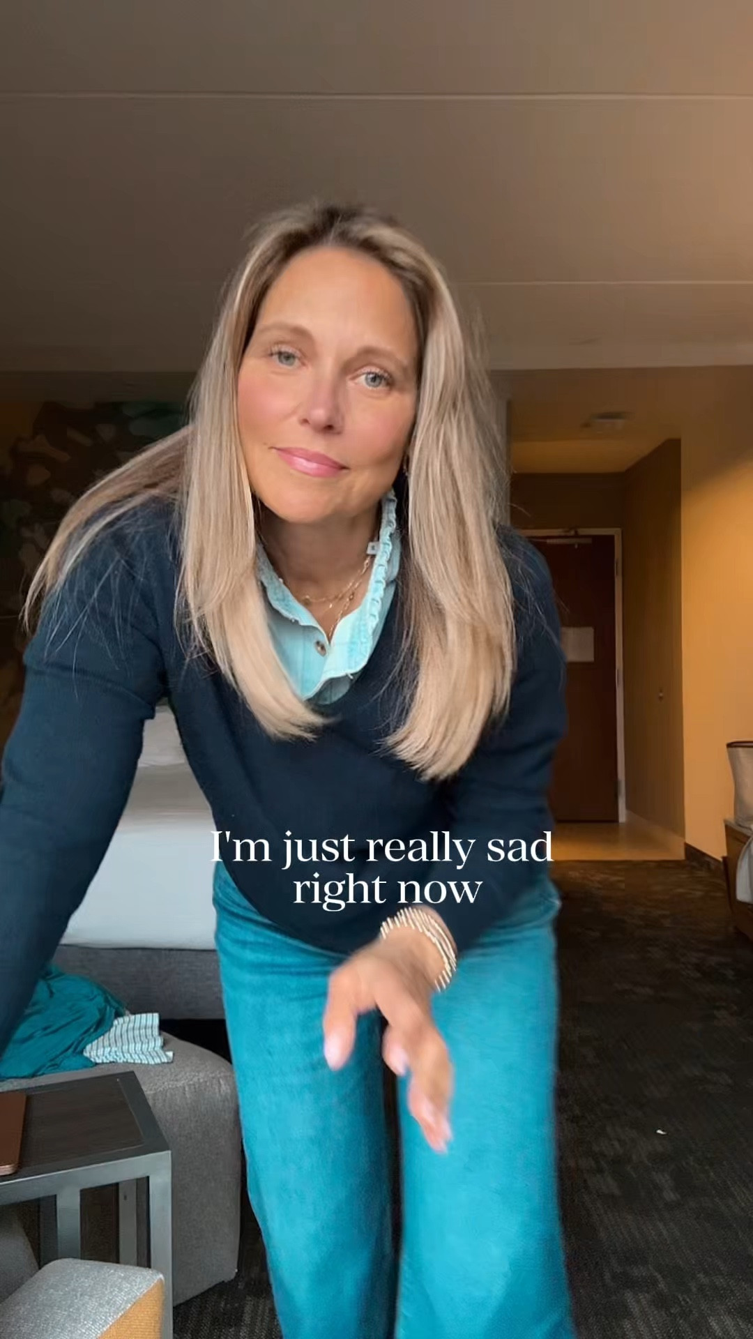 Some moments you feel before you can explain them. Watching him swim at state finals, in the same pool where he swam his first championship meet at 9 — I felt every single year in between. The drives, the seasons, the growth. This is what it’s all for. 💙

Let’s talk outfit! This sweater is an all time favorite! It’s soft, 10% cashmere and $50! This shirt is such a great staple too! Just the right amount of ruffle in a denim shirt. Super soft and great color denim. And these jeans! The risen are just a great fitting pair of jeans! High scores for comfort, fit, style and price! These will be available on Sunday but I linked some similar if you can’t wait!

Wearing medium in shirt and sweater.

#LTKootd #LTKOver40 #LTKdayinmylife