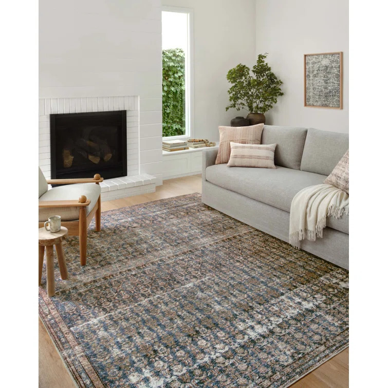 Billie Power Loom Performance Ocean/Brick Rug | Wayfair North America